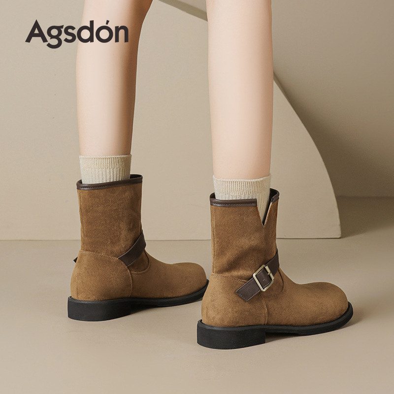 Augusto Lion Brown Bocan Boots mujer 2025 nuevo otoño con suela gruesa Meirard botas cortas botas medias botas occidentales Martin