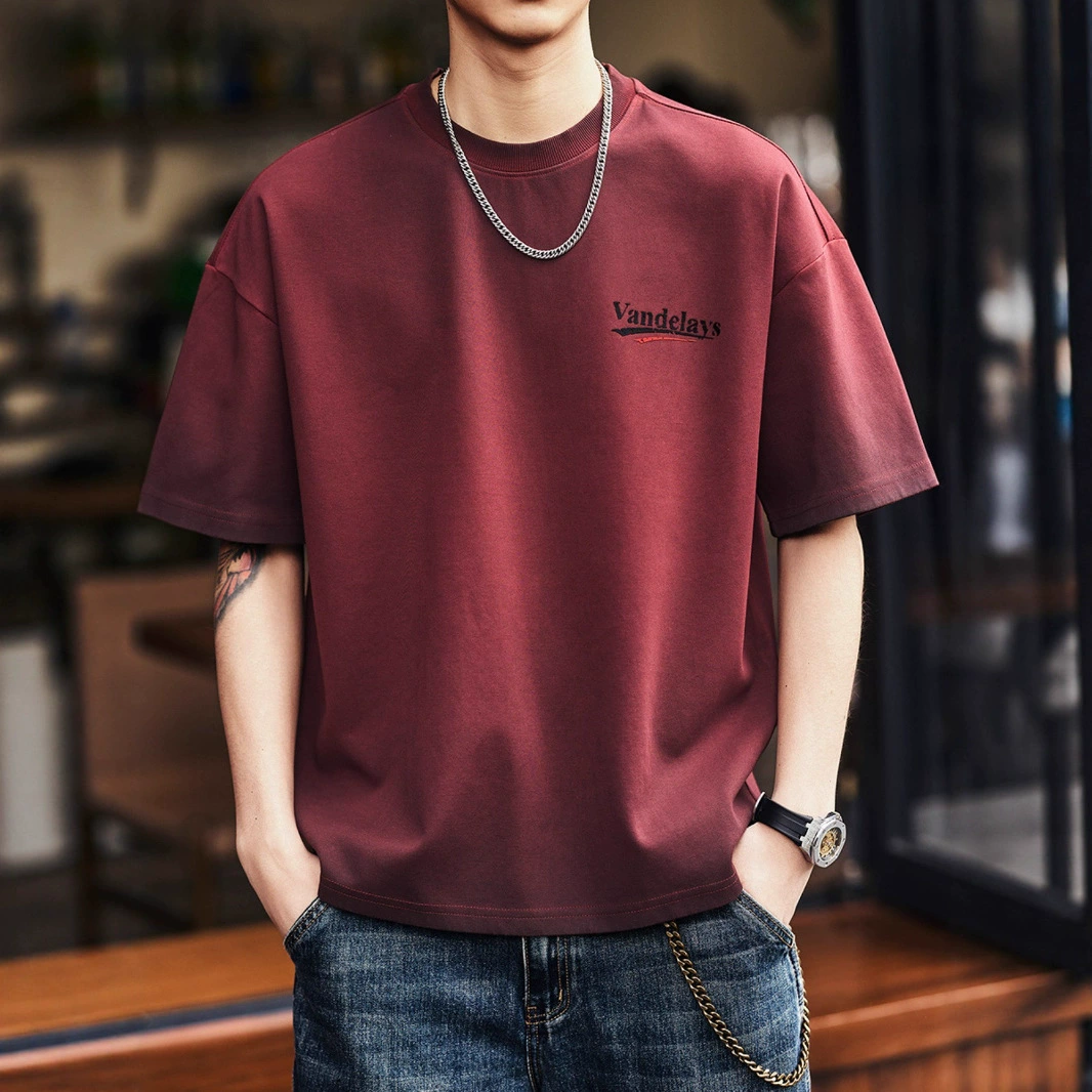 Blue Deer Американская тяжелая футболка с короткими рукавами, мужская летняя свободная модная брендовая повседневная футболка Ancora красного цвета большого размера, мужская одежда