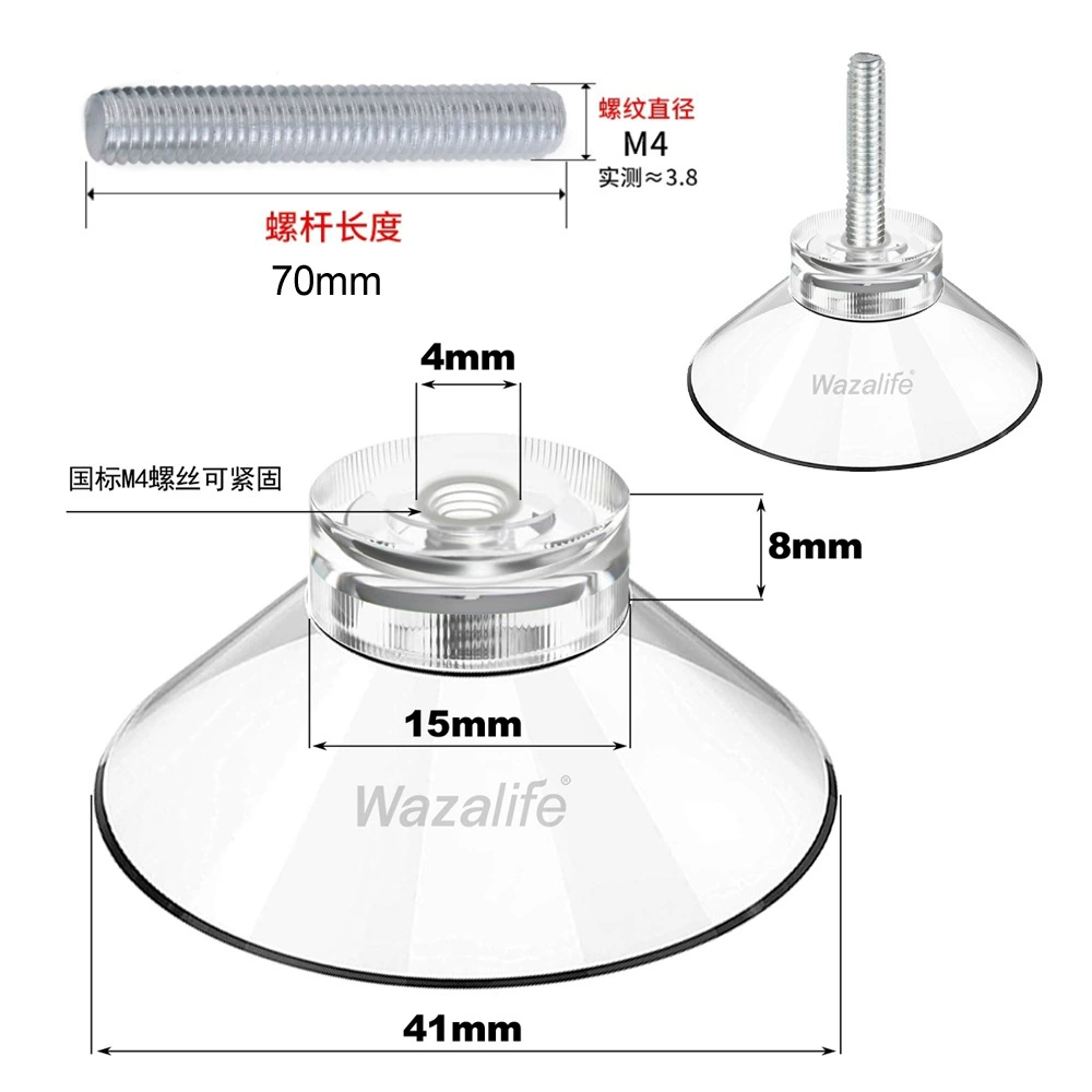 Wazalife Transparent Glass Suction Cup Base with M4 Screw for Traceless Wall Mounting and Storage