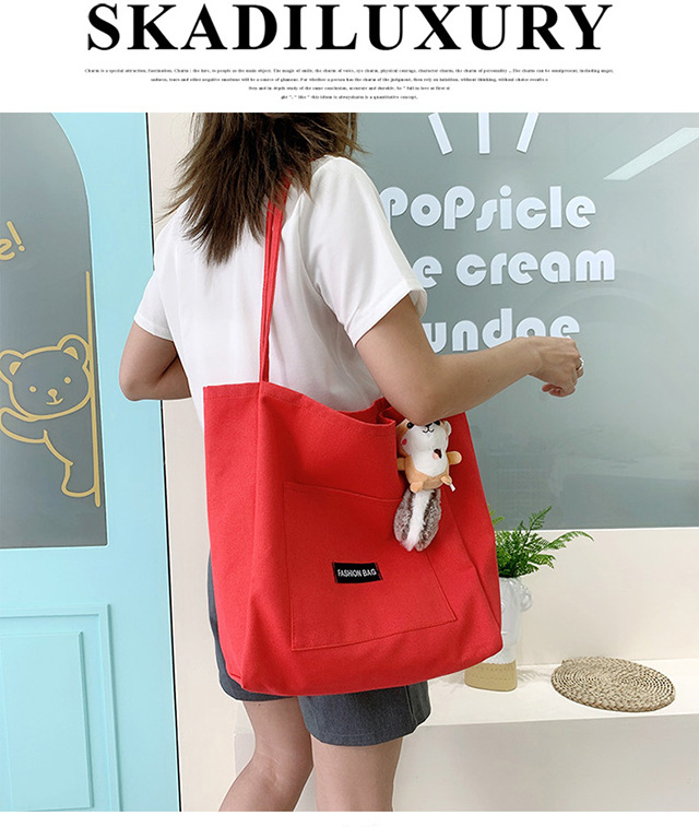 Candy-colored canvas bag, 2021 new ins bag, large-capacity tote bag, simple Korean-style single-shoulder artistic handbag undefined