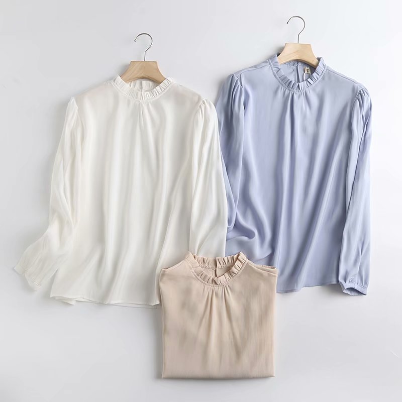 elegant solid color round neck shirt  NSAM40220