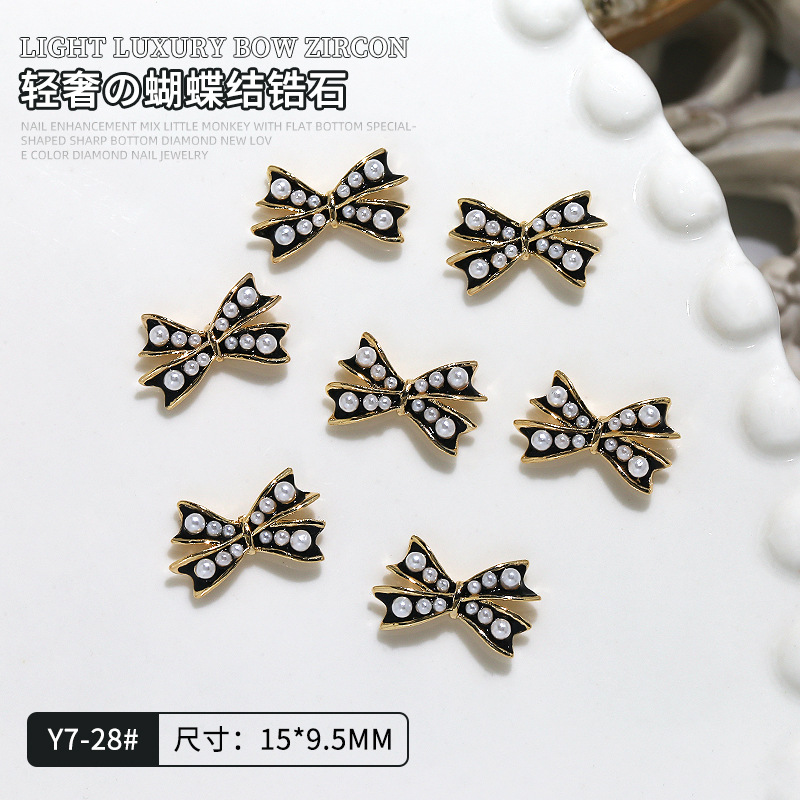 Joyería de circonio para decoración de uñas, lazo para decoración de uñas, aleación de diamantes, perla, joyería de diamantes, accesorios de decoración de libros rojos pequeños, venta al por mayor