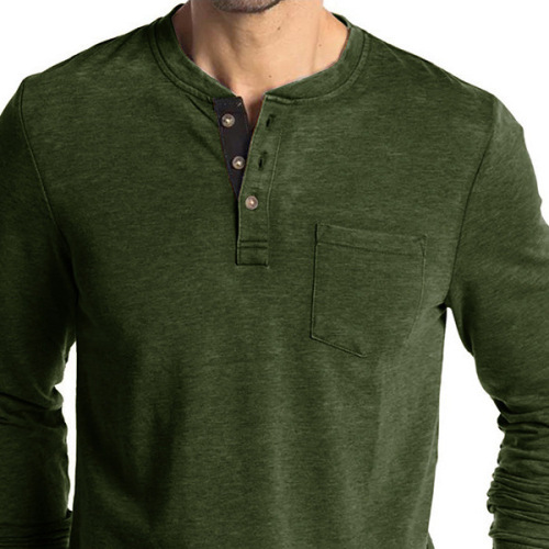 Men's European and American Long-Sleeved Round Neck T-Shirt, Henry Base Shirt for Men, Men's Round Neck T-Shirt Top