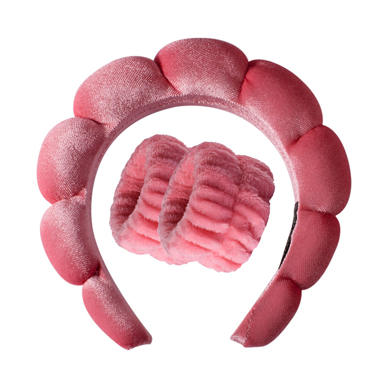 Amazon moda mujer agua ondulación terciopelo SPA diadema mullido pelo banda lavado de cara maquillaje diadema