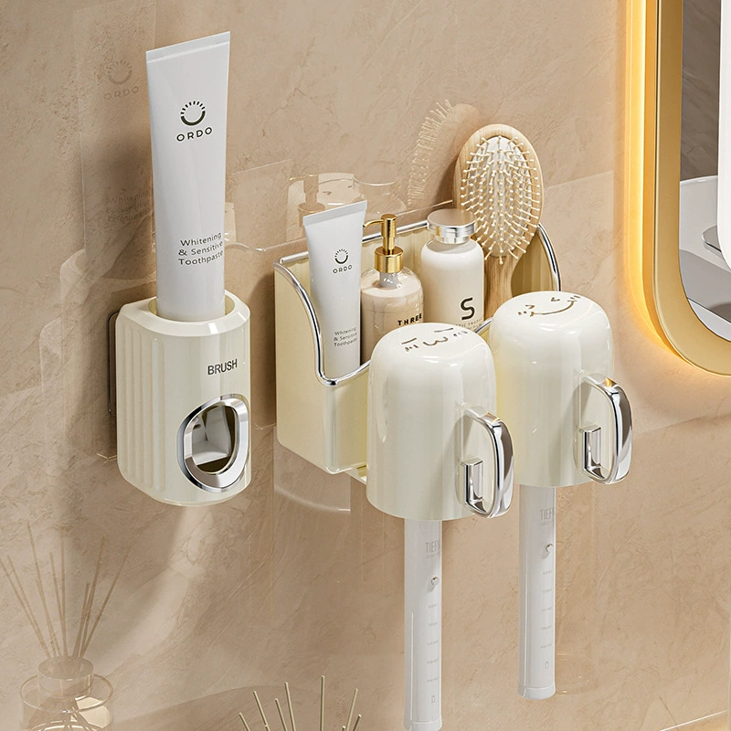 Подставка для зубных щеток, настенная для ванной комнаты, без перфорации, соковыжималка для зубной пасты, чашка для чистки, чашка для полоскания рта, подставка для электрической зубной щетки