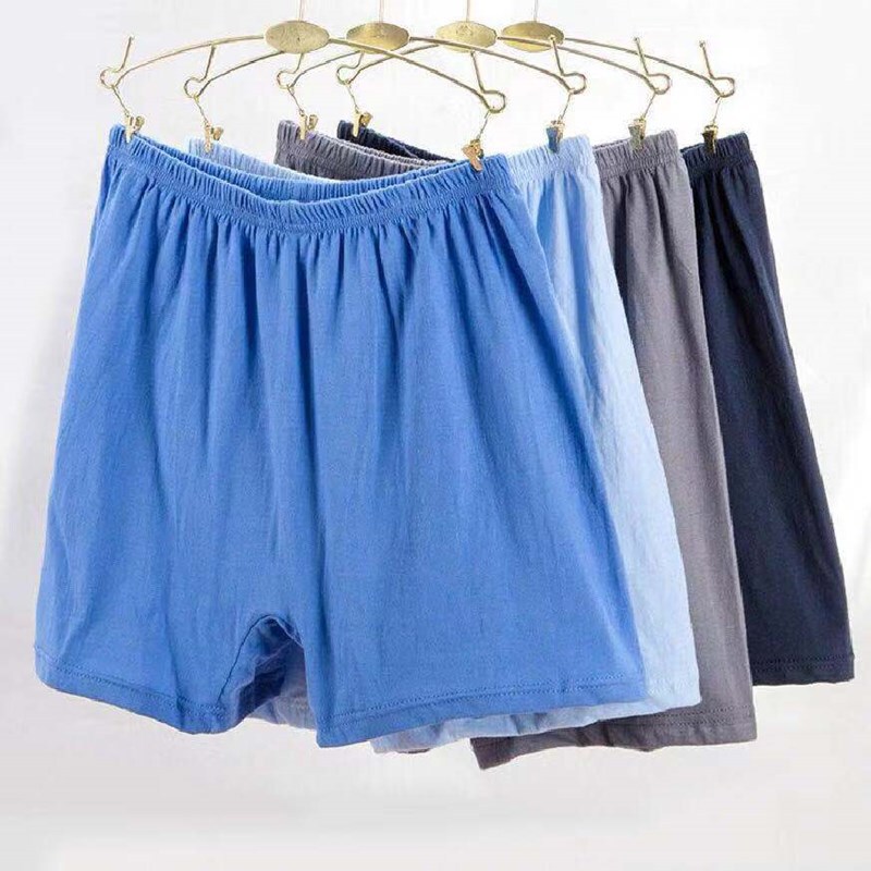 Men's Cotton Boxer Underwear Four-Corner Trouser Tops Middle-aged and Elderly All Cotton High Waist plus size Bottom Pants with enlarged Fat Tops