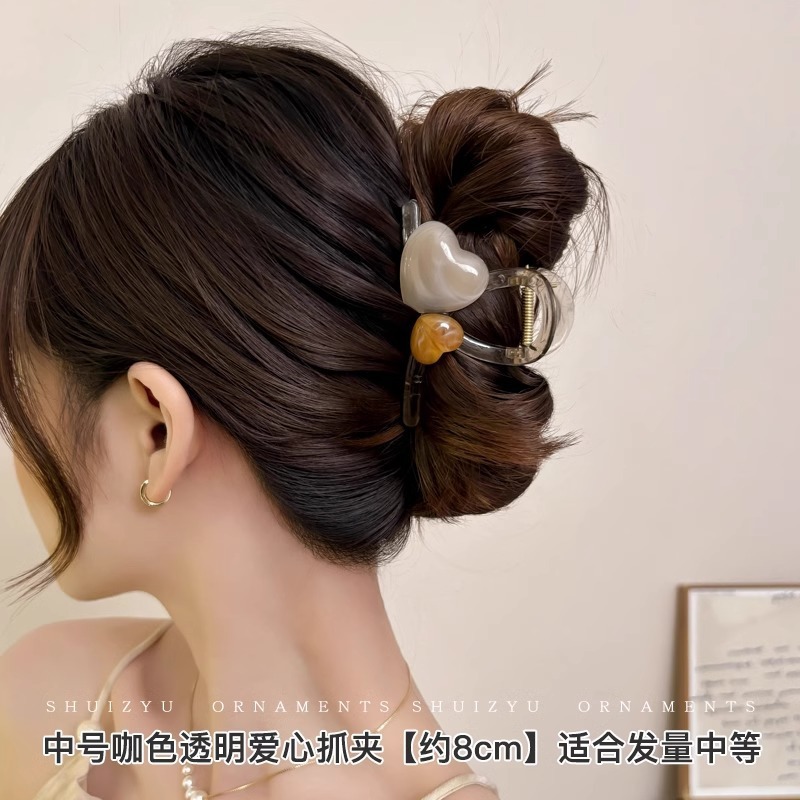 可爱爱心抓夹女新款爆款高级感盘发鲨鱼夹发夹子发卡头饰|undefined