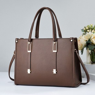 2024 new solid color high quality large capacity texture shoulder portable simple all-match bag cross-border women's bag