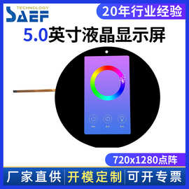 工厂价5寸720x1280圆形电容式触摸盖板IPS全视角工控液晶显示器