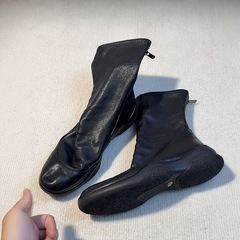 羊皮~厚底内增高5cm瘦瘦靴女2025秋冬新款弹力靴子复古短靴马丁靴