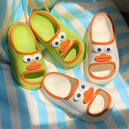 Creative thick-soled eva Internet celebrity one-word slippers for women, fun and funny outdoor wear home beach shoes in summer