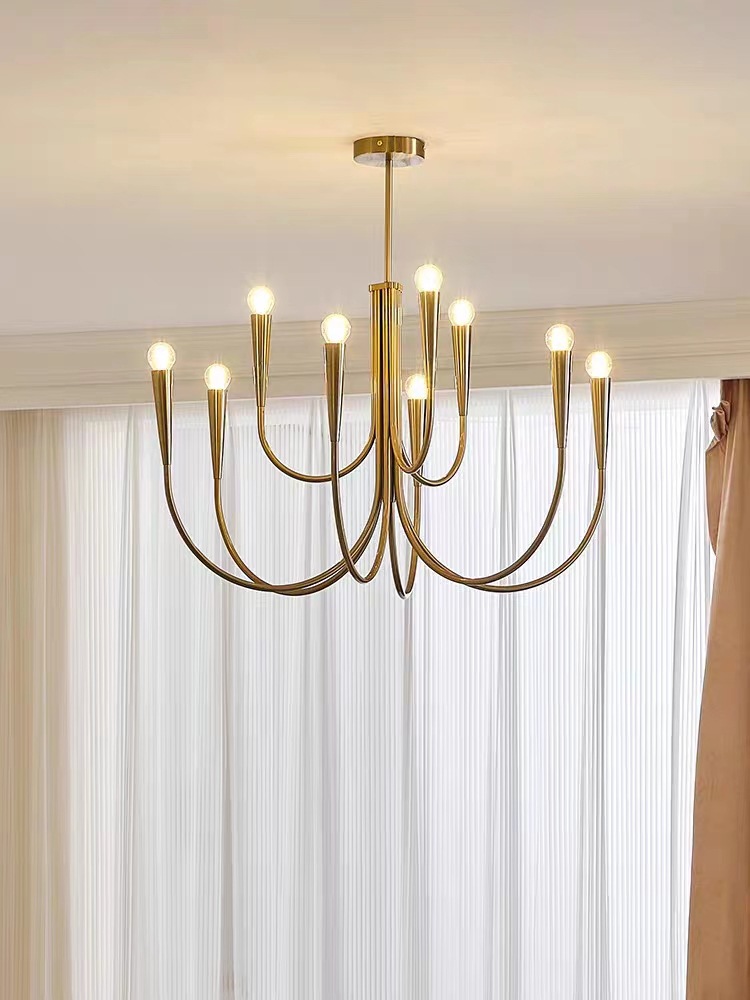 北歐客廳主燈中古風輕奢美式法式復古臥室設計師款蠟燭餐廳吊燈