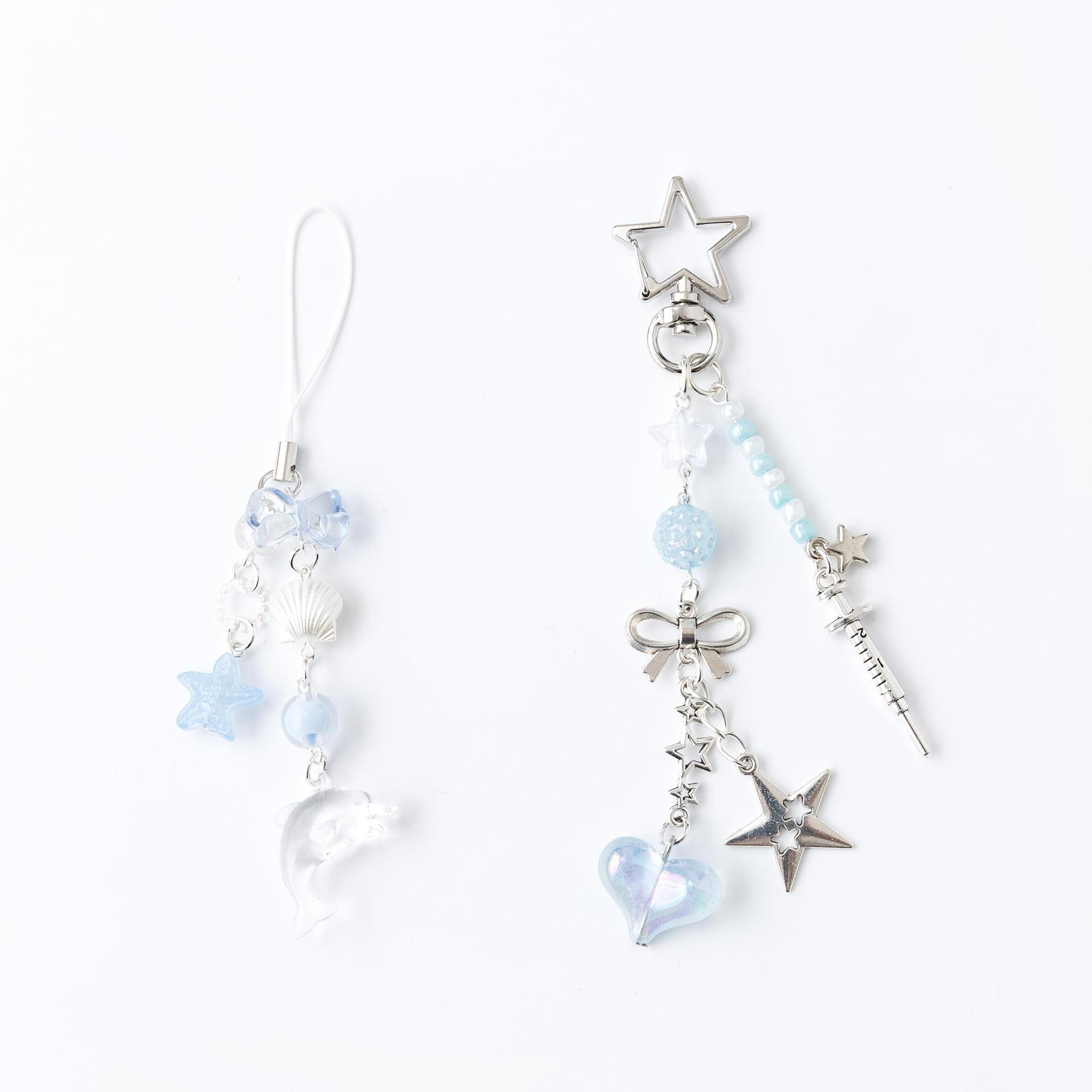 Ocean Star Dolphin Pearl Keychain And Phone Chain For Girls_voghion.com