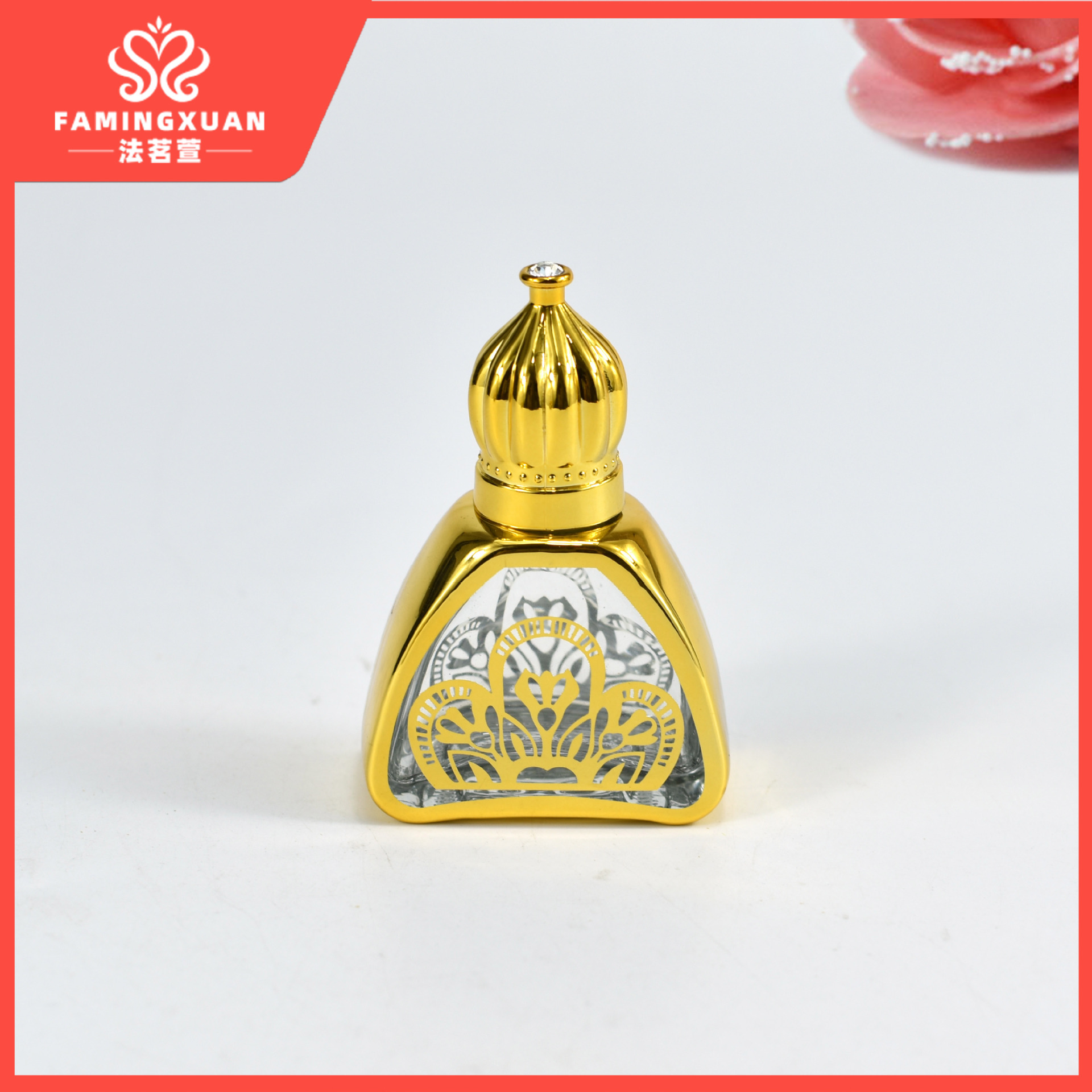 Faimingxuan botella de perfume sub-embalaje botella vacía a granel perfume botella vacía 12ML dorado bola de cristal perfume botella vacía