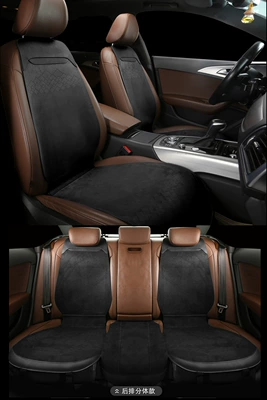 Wool pad velvet summer half bag small version - black-rear-split-five-seats-without-headrest