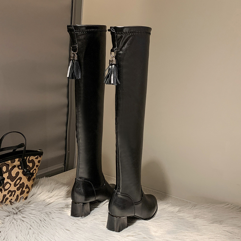 Elastische lange rohr 2023 neue herbst und winter mode, einfache, dicke ferse, spitze zehe frauen Martin stiefel, über die_voghion.com