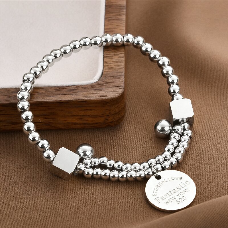 Joyas transfronterizas europeas y americanas Pulsera de acero de titanio de todo fósforo Versión coreana del temperamento bohemio Pulsera de acero de titanio que no se desvanece Joyería femenina