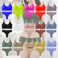 Cross-border 668# Big U Beautiful Back Sports Bra T-Pants Set Seamless Thread Adjustment Belt Beautiful Back Girls Underwear