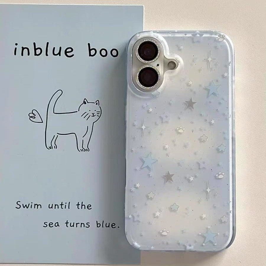 Nicho ins gradiente estrella azul para iphone16ProMax funda para teléfono móvil 13 Apple 15 chica 14P coreano