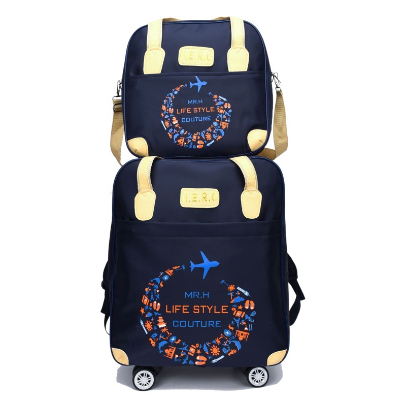 スーツケース万向輪子母バッグ旅行バッグ軽便出張旅行多機能搭乗バッグオックスフォード布印ロゴ