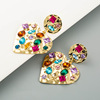 Metal retro golden earrings heart shaped, European style, suitable for import