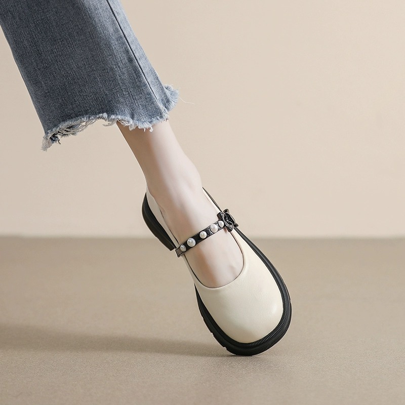 Французская Мэри Джейн маленькая кожаная обувь женская летняя обувь jk обувь одиночная обувь на толстой подошве, английская рафу, женская обувь большого размера 41 до 43