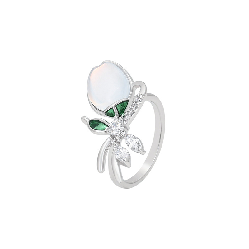 Xuping nicho diseño anillo de tulipas de piedra moca moda elegante temperamento artificial anillo de flores gemas al por mayor
