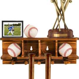 新款实木棒球收纳架壁挂式棒球棍展示架悬浮固定棒球架木质球架