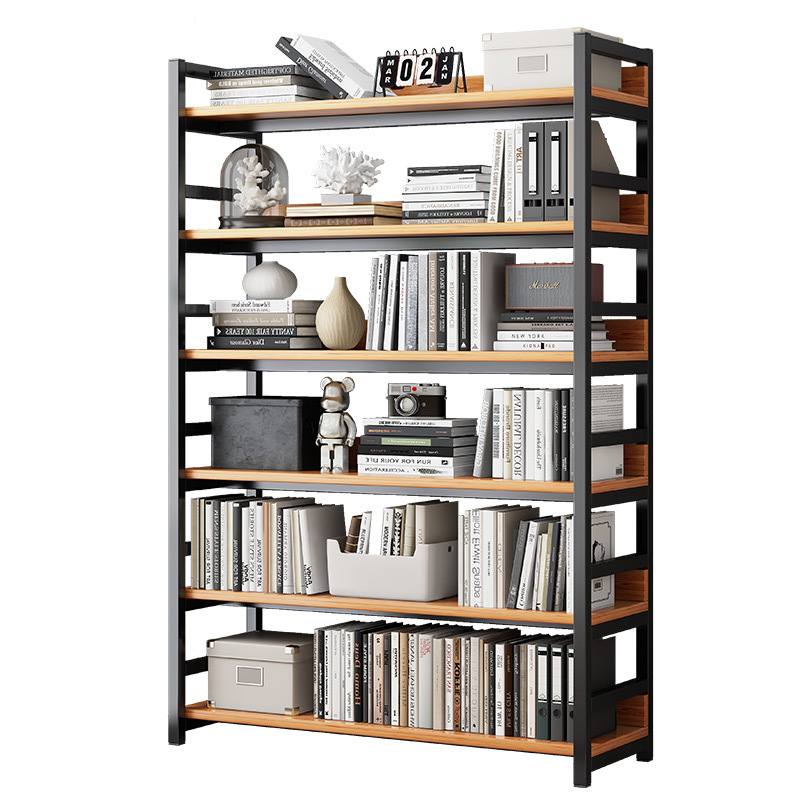 Estante de libros doméstico de hierro forjado almacenamiento de piso multicapa sala de estar contra la pared estante de exhibición de cocina simple estante de partición