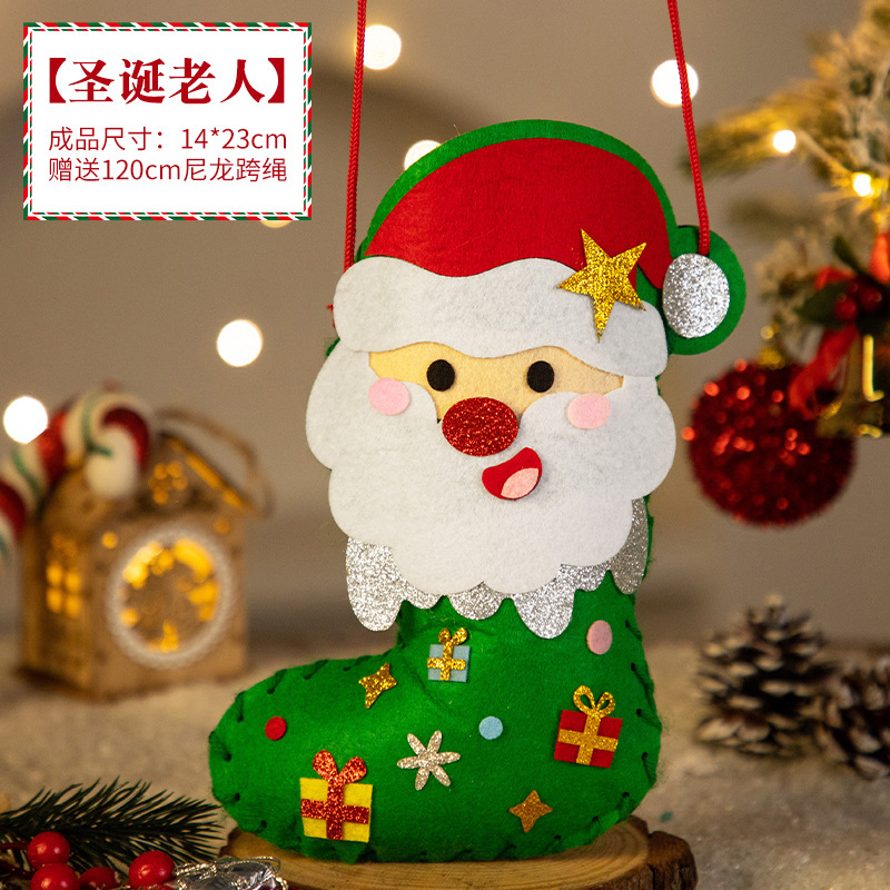 Juguetes de Navidad para niños hechos a mano DIY paquetes de materiales de medias de Navidad decoraciones de jardín de infantes