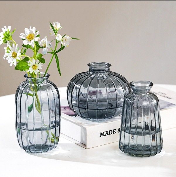 Transparent Minimalist Glass Vase Ins Straight Cylindrical Narrow Mouth Mini Flower Vessel Coffee Table Decoration Home Fresh Flowers