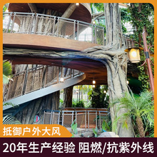 拉斯维加斯主题酒店餐厅仿真绿植工程榕树棕榈树植物墙室内造景