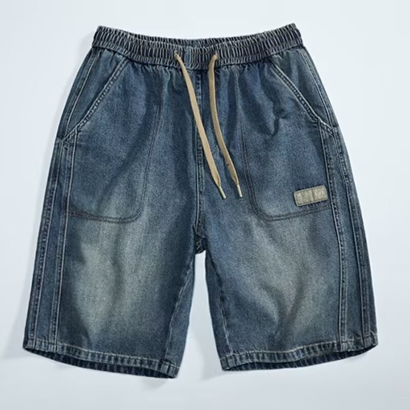 Trendy Brand Ripped Denim Shorts Men's Five-point Pants Summer Loose plus size Casual 2025 New American-style Five-point Pants Trendy Brand Ripped Denim Shorts Men's Five-point Pants Summer Loose plus size Casual 2025 New American-style Five-point Pants