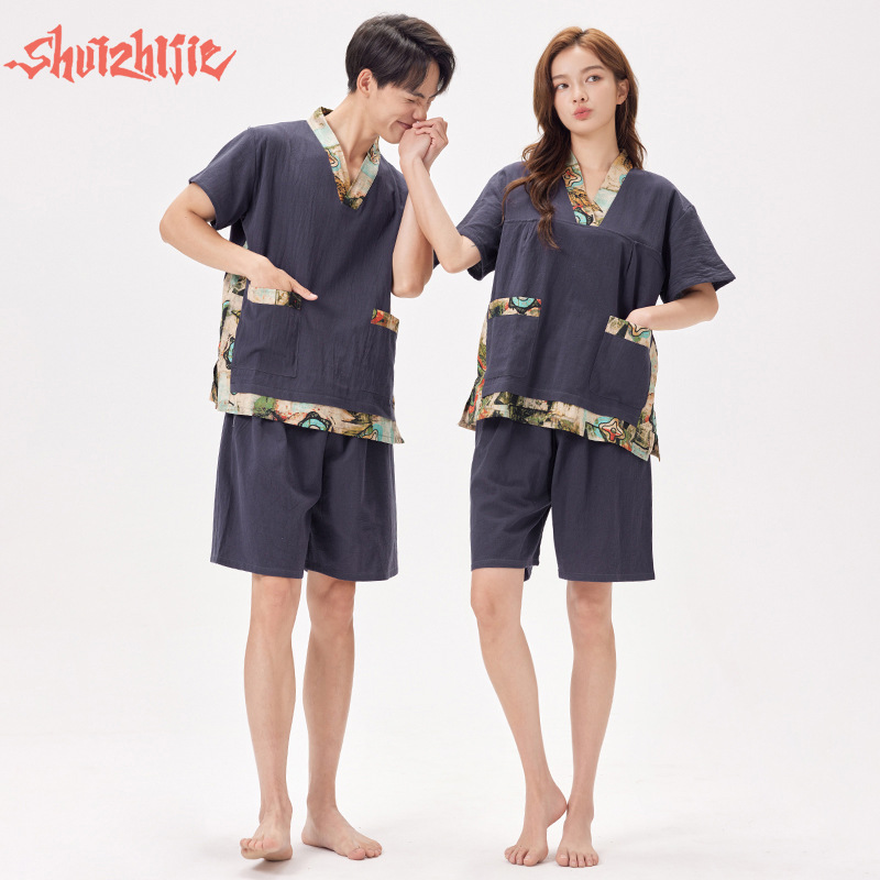 厂家直销新款汗蒸服棉盐蒸女男款酒店桑拿服洗浴浴服足疗按摩大码