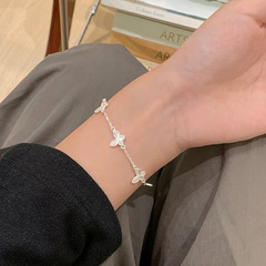 S990足銀精致レーザー超閃蝶ブレスレット女性の軽豪華気質手環ins高級感小衆手飾り