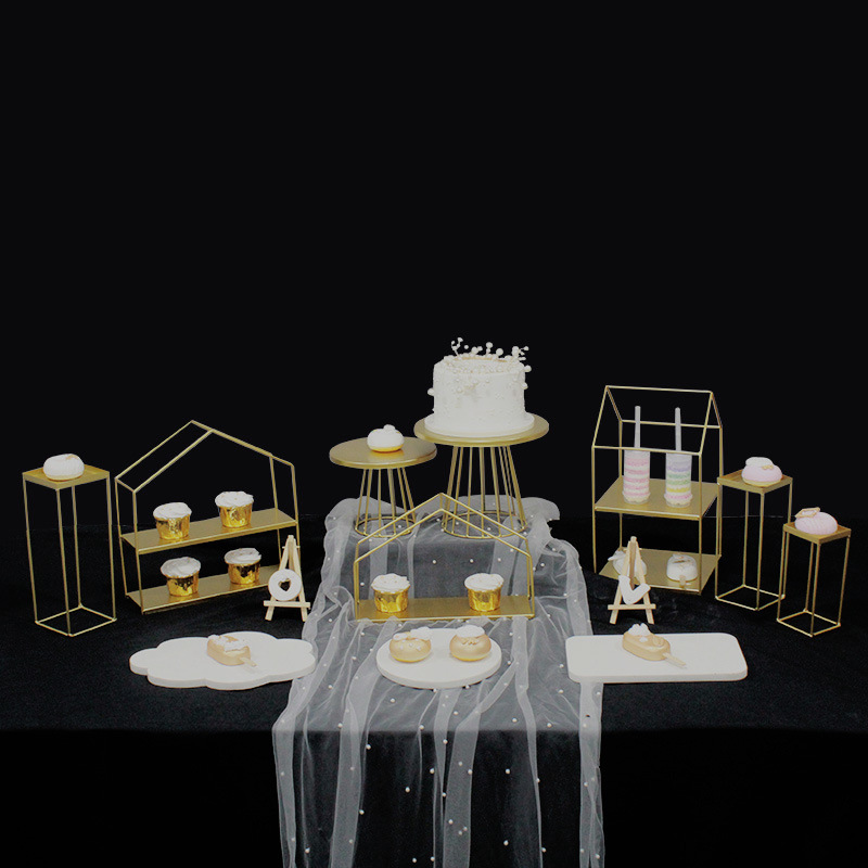 Tabla de postres europea decoración estante de exhibición platos de postres comida fría mesa de té estante de pastel rack de té de la tarde image 4
