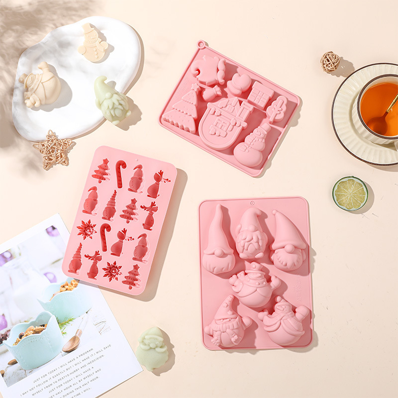 新しいクリスマスヘラジカサンタシリーズムース食品グレードのシリコーンビスケットベーキングチョコレートモールド|undefined