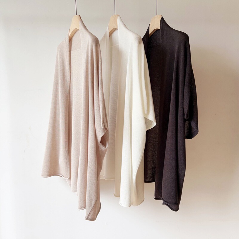 Tianshuang Linen! Minimalist Style Loose Batwing Sleeve Knit Cardigan, Versatile and Sun-Protective, Plus-Size Air Conditioning Cover-Up