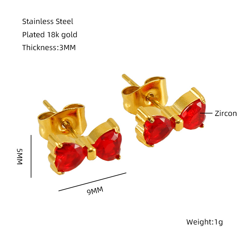 Pendientes de Moda Europeos y Americanos con Incrustaciones de Diamantes para Mujer, Acero Inoxidable, Circonita 18K, Lindos Pendientes de Lazo, Venta al por Mayor