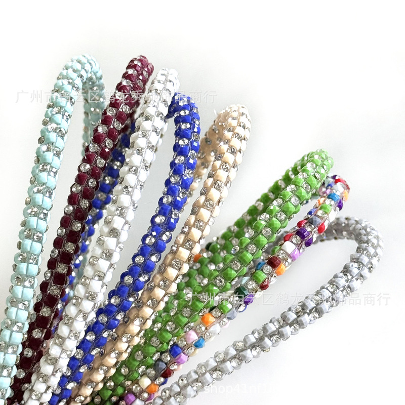 Resin Round Tube Rhinestone Strips, Round Strips, Wholesale Rhinestone Bow Shoelaces, DIY Clothing Decoration Tube Rhinestone Strips, Rhinestone Cords