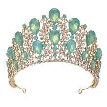 欧式新娘皇冠 金色发饰大王冠 时尚蛋白水晶巴洛克公主生日皇冠