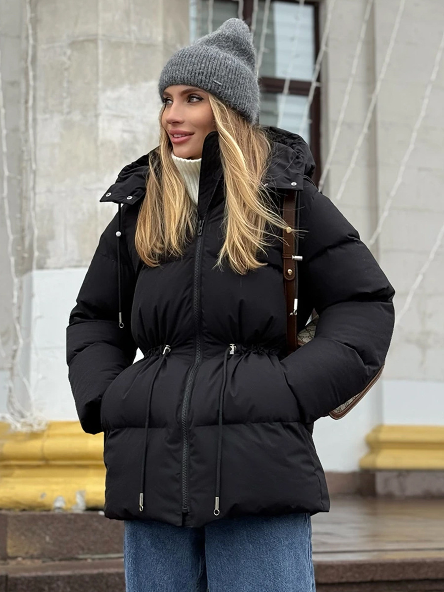 Europa y los Estados Unidos encapuchados ropa de algodón larga abrigos mujeres Europa y los Estados Unidos en invierno de 2025 nuevo tipo de ropa de algodón delgada image 6