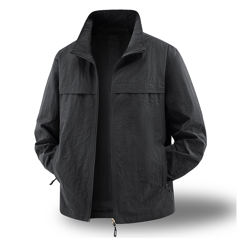 Cross-Border Wholesale Sports Jackets for Men, New Spring and Autumn Casual Stand-Up Collar Jackets, Loose Running Windbreaker Jackets for Men