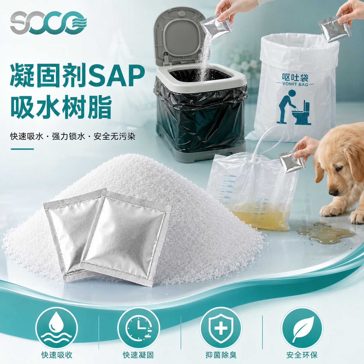 厂家便携式批发厕所吸水凝固剂应急固化剂水溶性高分子吸水树脂粉