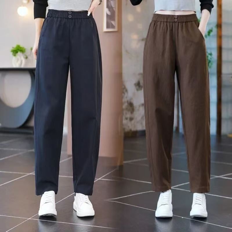 가을 신상 바지, 루즈한 와이드 팬츠, 쁘띠 드레이프 캐주얼 팬츠, 주름 방지 당근 팬츠, 심플한 하렘 팬츠