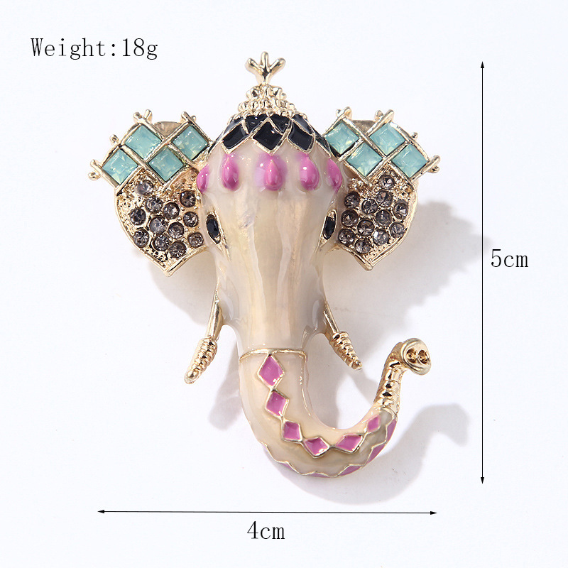 藍豪クロスボーダータイレトロ滴油ブローチファッション吉祥入れダイヤモンド象胸花ピンアクセサリー女ブルーチ|undefined