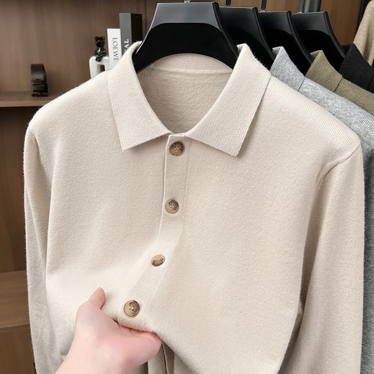 Autumn and winter high-end men's lapel wool knitted button cardigan, thickened, warm, skin-friendly, soft sweater coat Autumn and winter high-end men's lapel wool knitted button cardigan, thickened, warm, skin-friendly, soft sweater coat