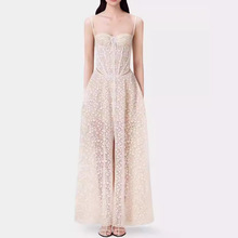 越南小众设计超仙纯欲女神蕾丝镂空显瘦吊带抹胸连衣裙长裙1715