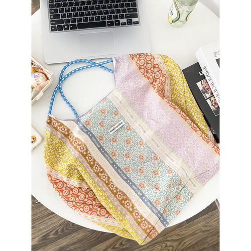 Yeyu/Summer New Niche Design Casual Canvas Bag Women's Simple Small Floral Sweet Shoulder Tote Bag