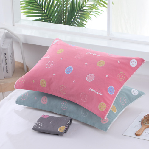 Small size pillow cover 45*65 medium towel five-layer gauze household couple cartoon thickened children's baby pillow cover